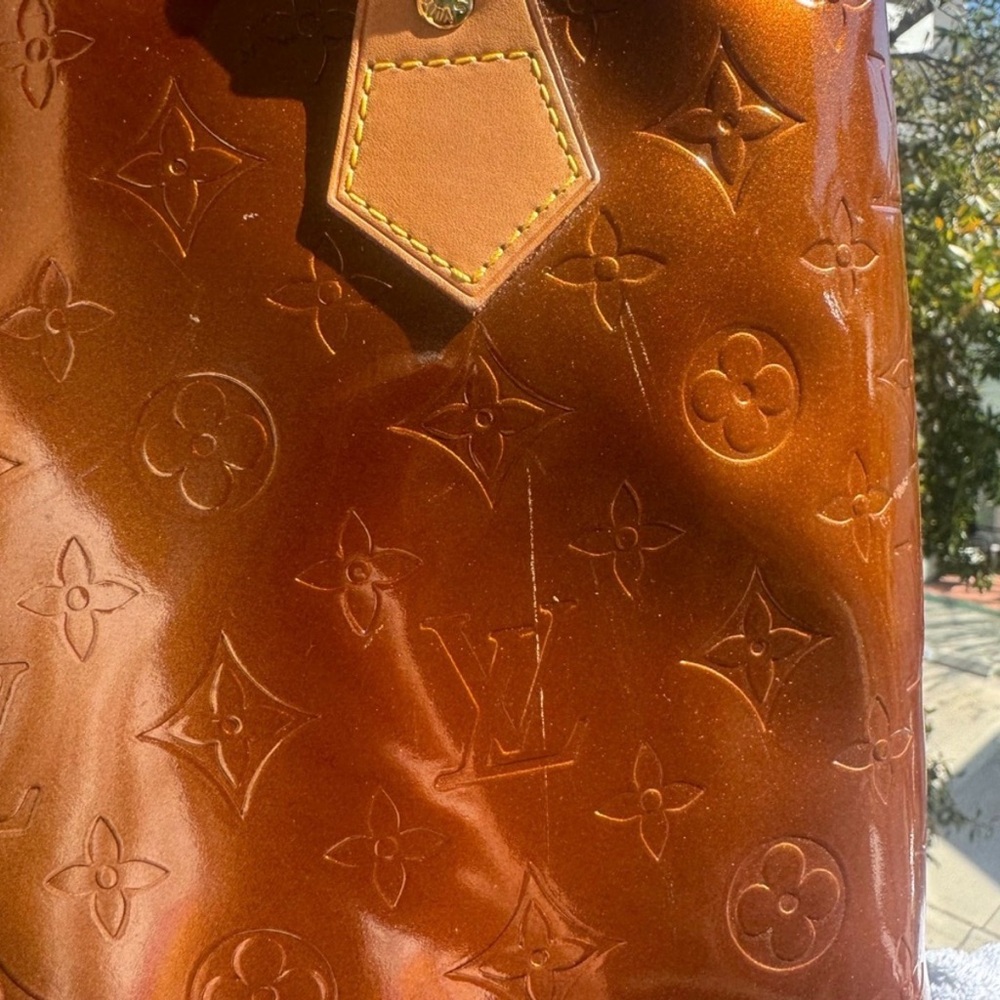 Louis Vuitton Vernis Tote Bronze Patent Monogram Shoulder Bag Authentic LV - Picture 7 of 12